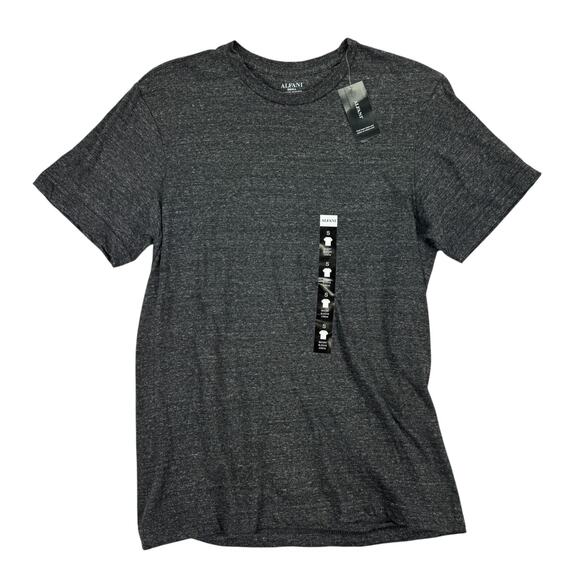 Alfani Mens Crewneck Short Sleeve Regular Fit Undershirt T-Shirt Heather Black S - Picture 1 of 4